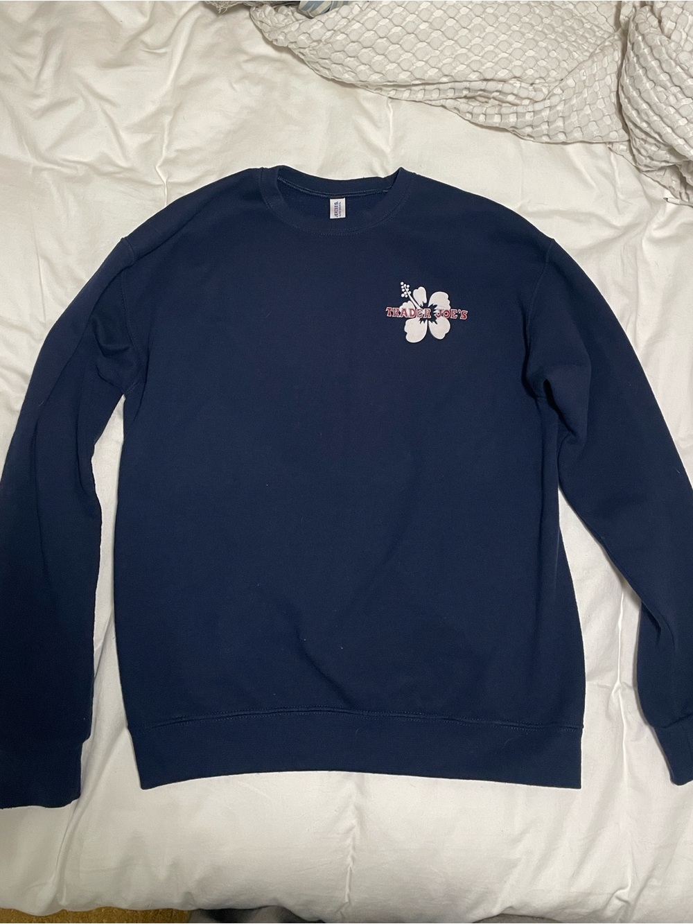 Trader Joe’s Navy Employee Hibiscus Crewneck